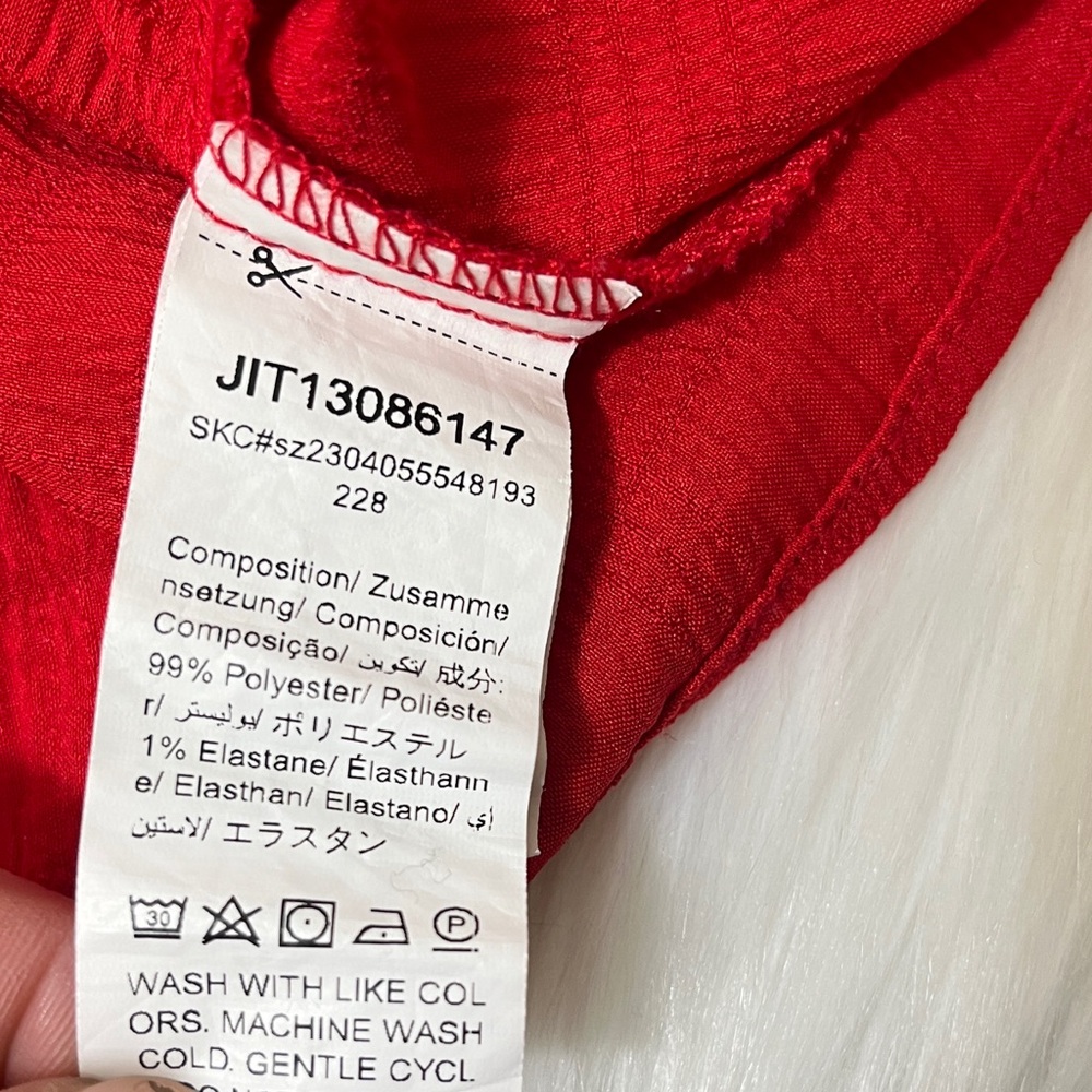 Shein Vibrant Red Ruffle Office Holiday Blouse - Picture 8 of 8